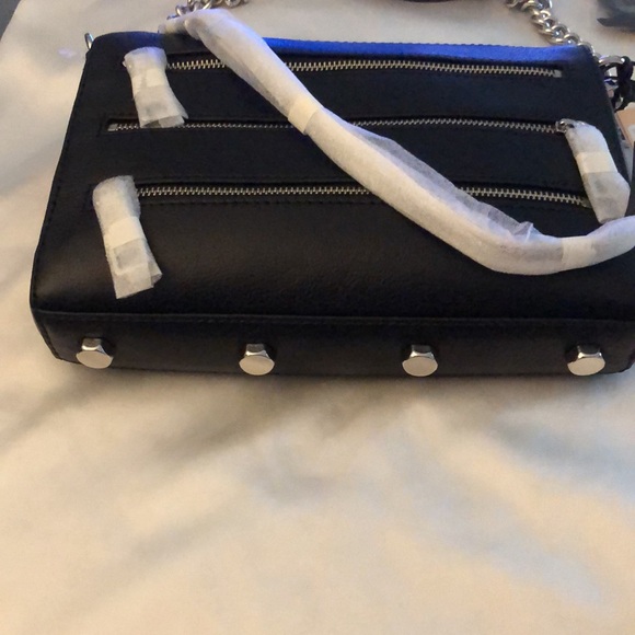 Rebecca Minkoff Mini 5 Zip Black Leather Crossbody Chain & Leather Strap NWT - Picture 6 of 14